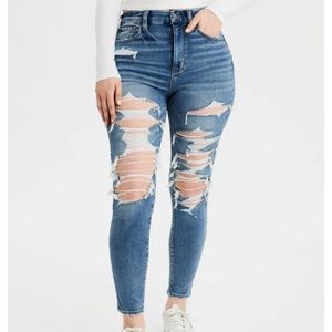 american eagle super high waisted jeans
